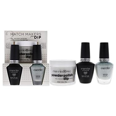 Imagem de Match Makers Plus Dip - Why Awesome by Cuccio para mulheres - 3 unidades de sistema de imersão em pó profissional de 45 g, gel de 12,5 g, esmalte de unhas colorido de 12 g