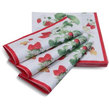 Imagem de Guardanapo Papel Decorado Vizapi Morangos 33X33Cm C/ 20 Folha Dupla Multicolorido