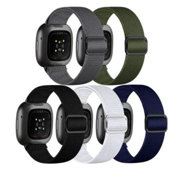 Imagem de Adorve Pulseira esportiva de nylon elástica ajustável compatível com Fitbit Versa 3/Fitbit Versa 4/Fitbit Sense