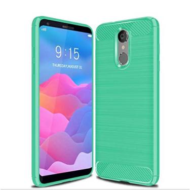 Imagem de Capa para LG Q7 Plus, capa de material de fibra de carbono, macia, antiderrapante, antiimpressões digitais, capa totalmente protetora para LG Q7 Plus