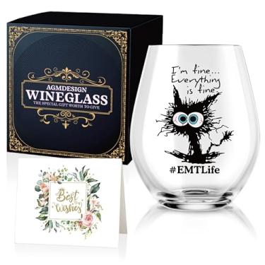 Imagem de AGMDESIGN Taça de vinho divertida I'm Fine thing is Fine Emtlife com caixa de presente, de Natal para pessoal médico de emergência enfermeira médica enfermeira médica ER