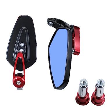 Imagem de Adsspro Universal CNC Liga de Alumínio Preto Motocicleta Bar End Espelhos Laterais Dobráveis 22 mm 7/20.3 cm Espelho Retrovisor para M6/M8 Street Bike Scooter Moto Motocross (Vermelho)