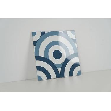 Imagem de COLAMO LUXURY Swatch Azulejo azul brilhante para descascar e colar, autoadesivo na cozinha para parede de destaque, azulejo de parede de cerâmica sintética adesivo à prova d'água para quarto,