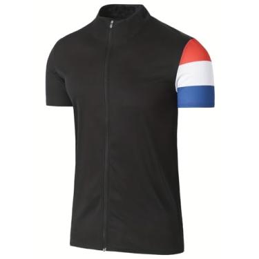 Imagem de Camiseta masculina Downhill Jersey Mountain Bike Ciclismo Proteção Solar Corrida Zíper Completo Secagem Rápida com 3 Bolsos Traseiros, 0057, XXG