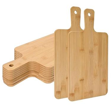 Imagem de WILLOWDALE 10 tábuas de corte de madeira para cozinha, tábuas de charcutaria de 39,4 cm, tábua de servir de madeira para pizza, queijo, sobremesa, tábua de corte de madeira com alça conjunto de tábua