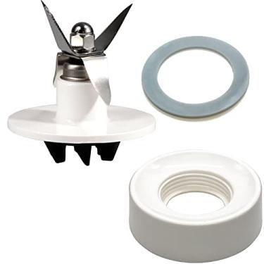 Imagem de Conjunto de corte de liquidificador SPB-456-2 com colar de liquidificador SPB-7CLR branco ou fundo de frasco de vidro e juntas, compatível com Cuisinart BFP-703/SPB-7 (lâmina de montagem de corte +