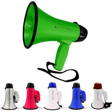Imagem de Technical Pro 20 Watts Leve Portátil Alcance 300M Megafone Verde Bullhorn com Alça, Sirene e Controle de Volume, Bom para Treinadores, Futebol, Beisebol, Treinadores