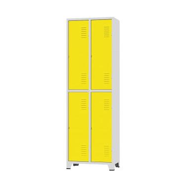 Imagem de Armário Roupeiro De Aço Para Vestiário 4 Portas Locker Amarelo com Chave
