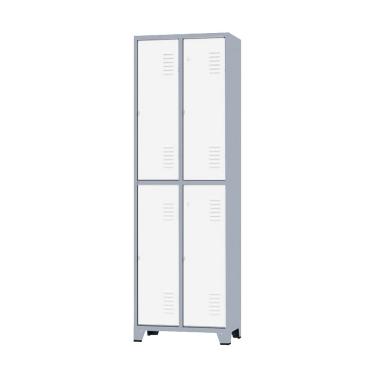 Imagem de Armário Roupeiro De Aço Para Vestiário 4 Portas Locker Branco com Chave