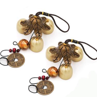 Imagem de Banfeng Pacote com 2 campainhas de vento sortudas, 3 sinos, sinos Feng Shui, sino de vento para boa sorte, casa, jardim, presente de decoração