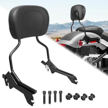 Imagem de AUFER Encosto vertical do passageiro traseiro Sissy Bar com almofada de descanso traseiro e kits de ferragens de ancoragem compatível com para Softail Fat Boy 2018-UP FLFB 114 FLFBS Breakout FXBR 114