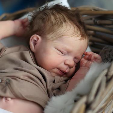 Imagem de SHENGX Bebe Reborn Realista,19" Boneca de Bebê Dormindo de Verdade,Pesa cerca de 2,4 libras,Reborn Realista Recem Nascido,Vem Com Roupas de Boneca, Mamadeiras, Chupetas, Etc.,Silicone_Menino