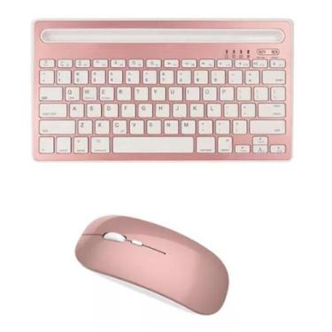 Imagem de Teclado Mouse Bluetooth Recarregável com apoio p Celular Tablet Androi