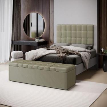 Imagem de Kit Painel Rana 140 e Calçadeira Alpha Veludo Aradecor, Capuccino, CAS