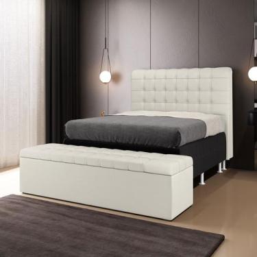 Imagem de Kit Cabeceira Rana 195 King Decorativa e Calçadeira Alpha A-017 Couro 