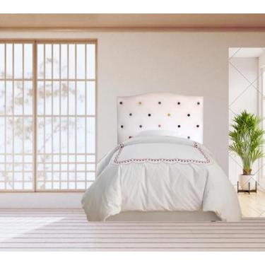 Imagem de Cabeceira Estofada Branca Botões Coloridos P. Box Solteiro - Brilho'S 