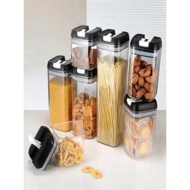 Imagem de Conjunto de potes de armazenamento de alimentos selado, plástico retan