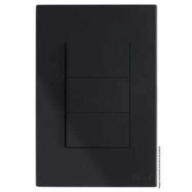 Imagem de Kit Interruptor Triplo Simples 4X2 Brs12055-3Bk - Blux Recta Black Sat