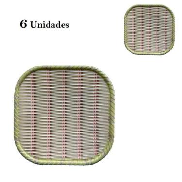 Imagem de 6 Pratos Bandeja Quadrado Jantar Melamina Resistente 25cm - Impo