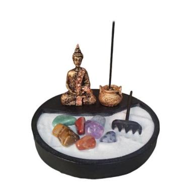 Imagem de Kit Zen Redondo C/ Buda Hindu e Incensario Miniatura - Decore Casa