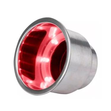 Imagem de Porta Copos Embutir Inox Led Vermelho 12v Barco Lancha Mesa - Noster
