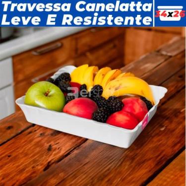 Imagem de Travessa Retangular Para Servir Le Chef Canelatta Branca Paramount 34x