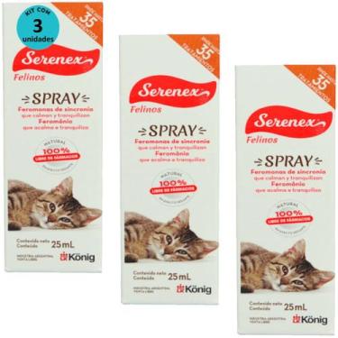 Imagem de Serenex Spray 25ml Para Gatos Kit Com 3 unidades - Konig