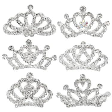 Imagem de Honbay 6 peças de 3,8 cm/1,5 pol. Mini tiara brilhante de strass princesa coroa com pente de cabelo coroa de noiva coroa de cristal brilhante pente de cabelo para festa acessórios de cabelo