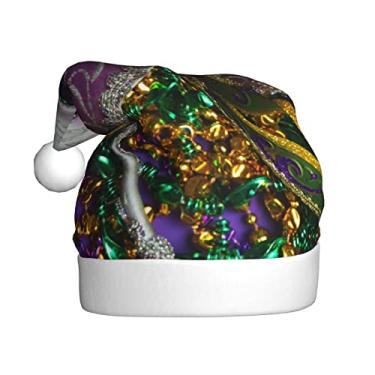 Imagem de ZJHFSGMY Máscaras de carnaval chapéu de Papai Noel de pelúcia unissex com forro confortável e aba de pelúcia decoração de Natal suprimentos de festa de ano novo, Preto, 1 PCS