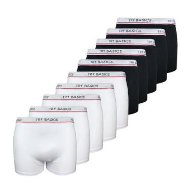 Imagem de Kit 10 Cuecas Boxers Infantil Box Algodão Cotton Conforto - Try Basics