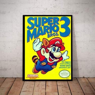 Imagem de Quadro Decorativo Retro Nerd Geek Super Mario Bros 3 44x33cm