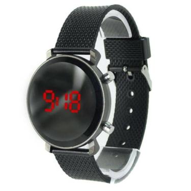 Imagem de Relógio Digital Led Luxo Feminino Unissex Redondo Pulseira Silicone Do