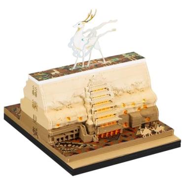 Imagem de Calendário Time Piece 2025, Mogao Grottoes 3D dupla face 2025, calendário de notas adesivas 3D, escultura em papel de bloco de notas faça você mesmo, para presente de decoração de escritório em casa