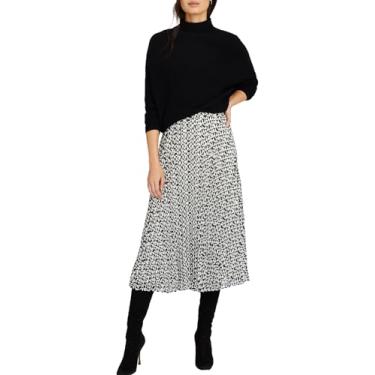 Imagem de Club Monaco Saia midi plissada com estampa geográfica, Estampa geográfica grafite/branco, XPP