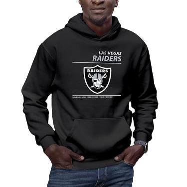Imagem de Hybrid Sports NFL - Las Vegas Raiders - Logo e Estatísticas - Pulôver com capuz masculino e feminino moletom de lã - Tamanho pequeno