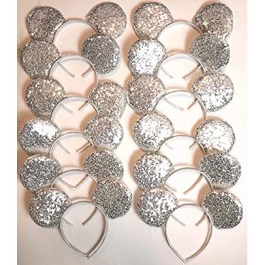 Imagem de CLGIFT Set of 12 Minnie DIY Mouse Ears, Ears, Bridal wedding Mickey Ears, Winter Theme Party, Silver Mickey Boys and Girls One Size Fits All (Silver)
