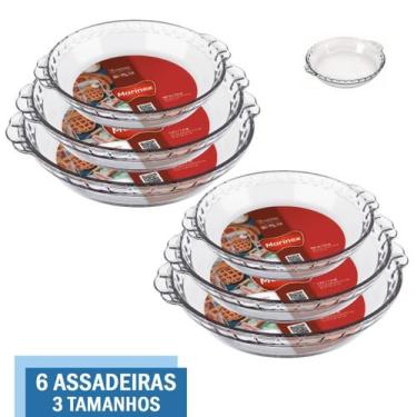 Imagem de 6 Travessas Vidro Forma Filetada 2 De Cada Tamanho Marinex - Nadir Fig