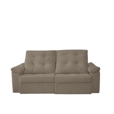 Imagem de Sofá Sevilha Retrátil 3 Lugares Marrom Café - Meu Estofado