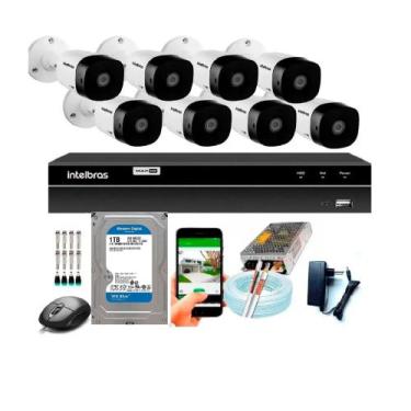 Imagem de Kit Cftv 8 Câmeras De Segurança Intelbras Multi Hd 720p E Dvr Mhdx 120