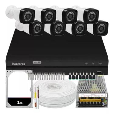 Imagem de Kit 8 Câmeras Segurança Full Hd 1080p Dvr Intelbras 8ch 1208