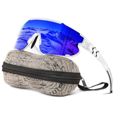 Imagem de Kegrimi Óculos de sol polarizados de beisebol infantil: óculos de sol esportivos para meninos e meninas de 6 a 12 anos, óculos de sol juvenis para ciclismo, corrida, Armação transparente B1, lente