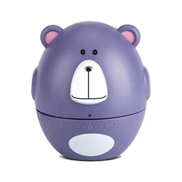Imagem de Cronômetro de cozinha de desenho animado fofo mecânico 55 minutos suprimentos de cozinha urso gado ideal para cozinhar exercícios branco roxo (tipo 2)
