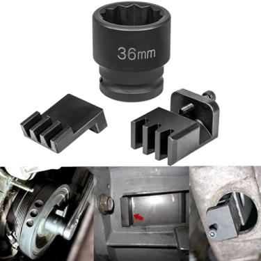 Imagem de Sunluway Ferramenta de bloqueio de volante 22100 com soquete balanceador harmônico de acionamento de 36 mm de 3/10.2 cm para motor Duramax de 6,6 L