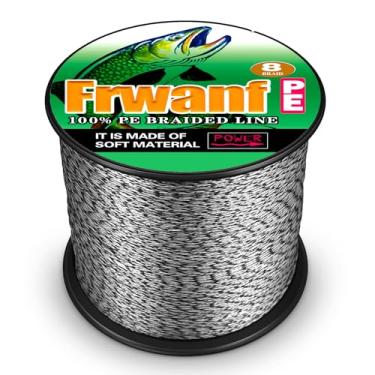 Imagem de FRWANF Linha de pesca trançada de 8 fios - sem desbotamento - elasticidade zero - baixa memória, 0,1-1 mm/2,7-136 kg/100-2000 m pesca marítima, pesca lago, pesca de rio, água salgada, linha de pesca de fibra UHMWPE 4,5 kg-109 metros