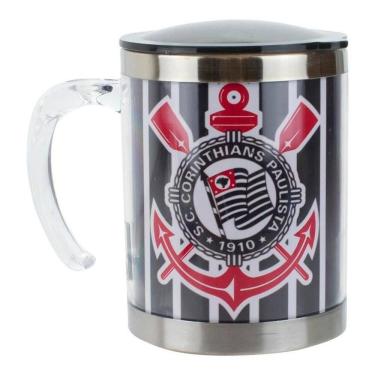 Imagem de Caneca Térmica Com Tampa 450Ml Listrada - Corinthians
