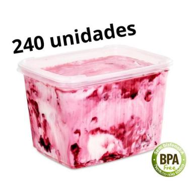 Imagem de Pote sorvete 2 litros transparente 240 unidades c/ tampa alta vedação 