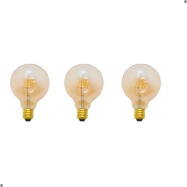 Imagem de Kit 3 Lâmpada Led Mini Balloon Filamento 4w Âmbar Luminatti