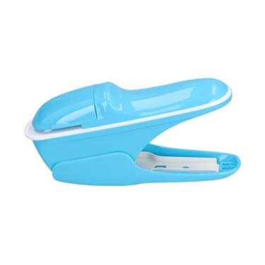 Imagem de Grampeador sem grampos seguro, grampeador de papel de mesa abs, sem agulhas, grampeadores manuais para 7 folhas, ligação para escritório e escola (Blue)