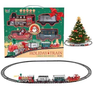Imagem de Treine brinquedo para meninos, conjunto de trem elétrico | Modelo de trem de Natal com luz e - Trilhos de trem de cargo, locomotiva elétrica para crianças