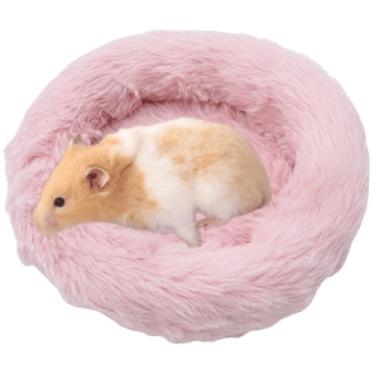 Imagem de Almofada macia e quente para cama de hamster para animais pequenos - Tapete de dormir confortável para porquinhos-da-índia, ouriço, esquilo, ratos/casa de ninho de chinchila (cabelo comprido rosa,
